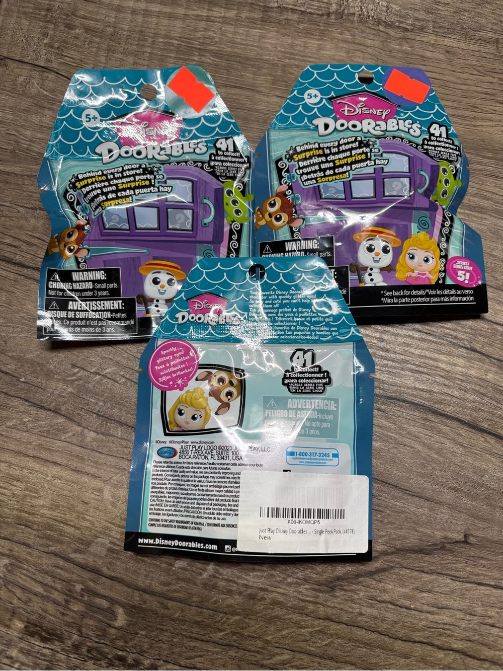 Disney Doorables Blind Bags - Teal & Purple Sealed Surprise Packs (3-Pack)
